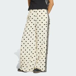 adidas Wide-Leg Polka Dot Track Pants in Cream and Black